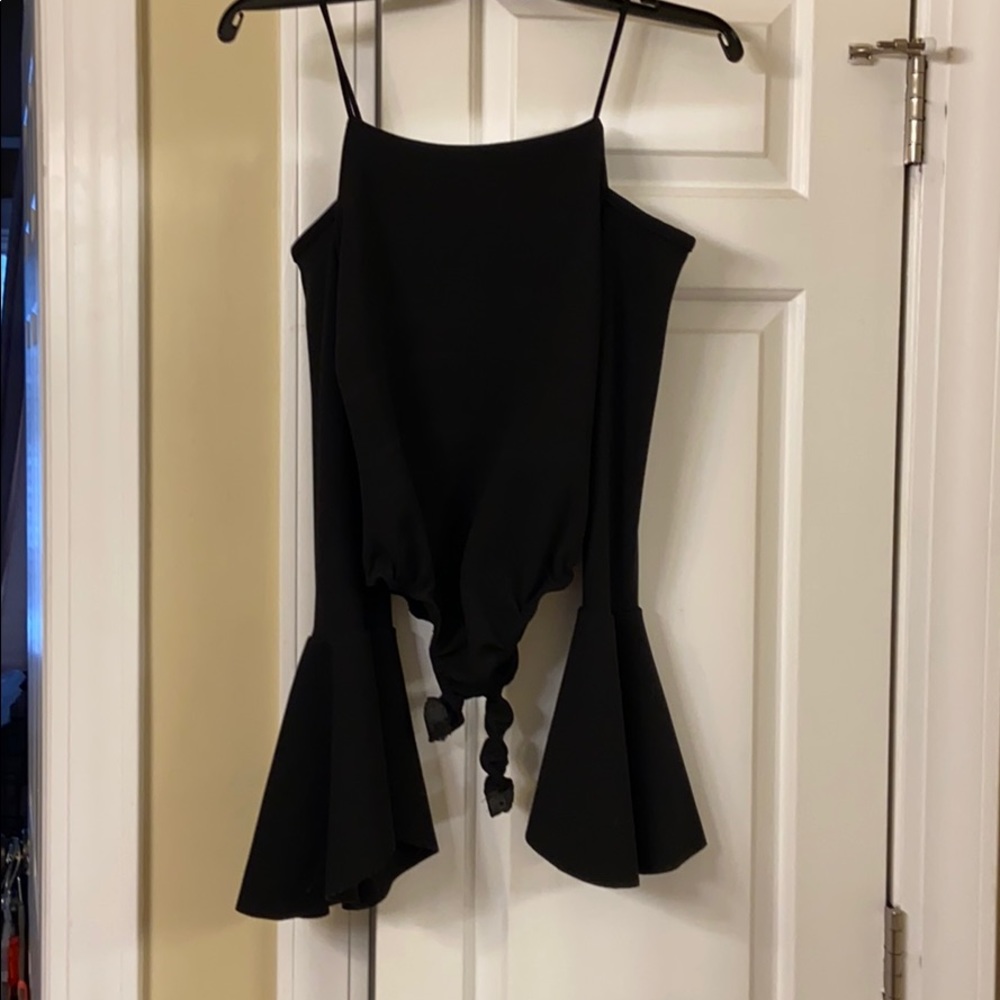 Black flare sleeve body suit